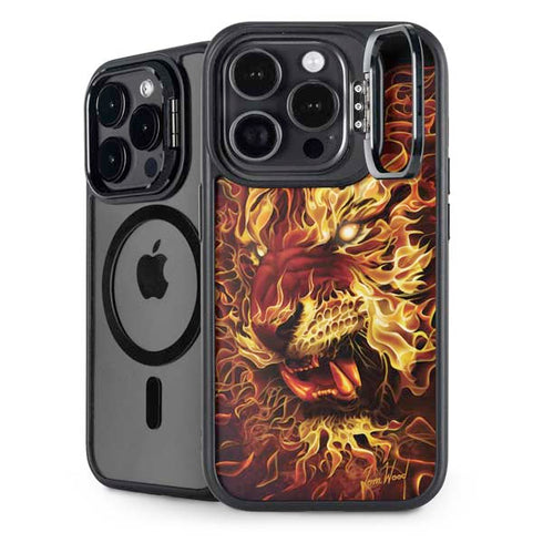 Fire Tiger by Tom Wood iPhone 15 Pro Kickstand Case